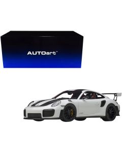 Porsche 911 (991.2) GT2 RS Weissach Package White with Carbon Stripes 1/18 Model Car by Autoart