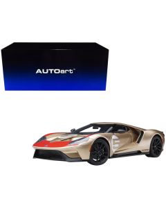 Ford GT Heritage Edition #5 "Holman Moody" Gold Metallic with Red and White Graphics 1/18 Model Car by Autoart