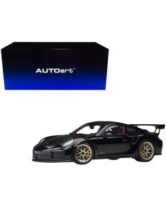 Porsche 911 (991.2) GT2 RS Weissach Package Black with Carbon Stripes 1/18 Model Car by Autoart