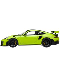 Porsche 911 (991.2) GT2 RS Weissach Package Acid Green with Carbon Stripes 1/18 Model Car by Autoart