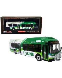 New Flyer Xcelsior Charge NG Electric Transit Bus RIPTA (Rhode Island Public Transit Authority) "R Line Broad/North Main" "The Bus & Motorcoach Collection" 1/87 Diecast Model by Iconic Replicas