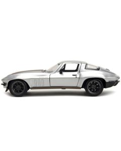 1966 Chevrolet Corvette Silver Metallic with Bronze Stripes "Bigtime Muscle" Series 1/24 Diecast Model Car by Jada