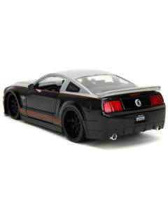 2008 Ford Shelby Mustang GT-500KR Silver and Black with Red Stripes "Bigtime Muscle" Series 1/24 Diecast Model Car by Jada