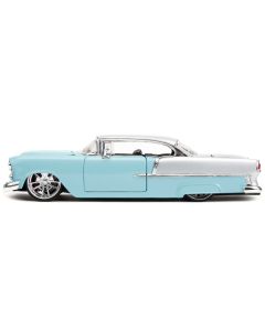 1955 Chevrolet Bel Air Light Blue and Silver Metallic "Bad Guys" "Bigtime Muscle" Series 1/24 Diecast Model Car by Jada