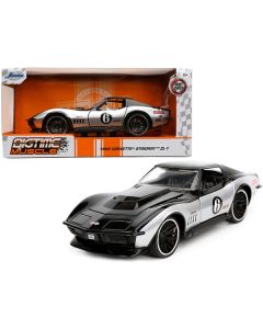 1969 Chevrolet Corvette Stingray ZL-1 #6 Black and Silver "Bigtime Muscle" Series 1/24 Diecast Model Car by Jada