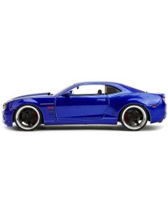 2010 Chevrolet Camaro Candy Blue with Black Hood "Bigtime Muscle" Series 1/24 Diecast Model Car by Jada