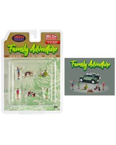 "Family Adventure" 6 piece Diecast Figure Set (4 Figures 1 Dog 1 Tricycle) Limited Edition to 3600 pieces Worldwide 1/64 Scale Models by American Diorama