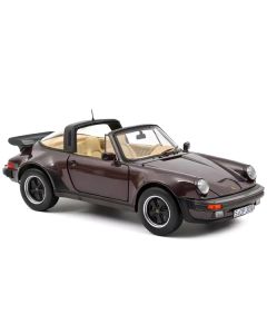 1987 Porsche 911 Turbo Targa 3.3 Convertible Brown Metallic with Black Top 1/18 Diecast Model Car by Norev