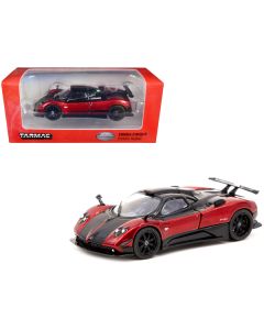 Pagani Zonda Cinque Bianco Rosso Dubai Red Metallic and Black "Global64" Series 1/64 Diecast Model by Tarmac Works