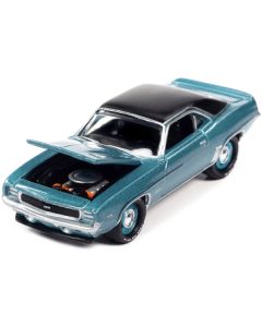 1969 Chevrolet COPO Camaro RS Azure Turquoise Metallic with Black Top "MCACN (Muscle Car and Corvette Nationals)" Limited Edition to 4140 pieces Worldwide "Muscle Cars USA" Series 1/64 Diecast Model Car by Johnny Lightning