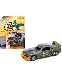 1990s Ford Mustang Race Car #51 Military Green and Dark Silver Metallic "Old Crows" "24 Hours of Lemons" Limited Edition to 4740 pieces Worldwide "Street Freaks" Series 1/64 Diecast Model Car by Johnny Lightning