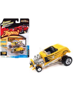 1932 Ford Hiboy #3 "Deuces Wild" Yellow with Black Graphics "Zingers!" Limited Edition to 4716 pieces Worldwide "Street Freaks" Series 1/64 Diecast Model Car by Johnny Lightning