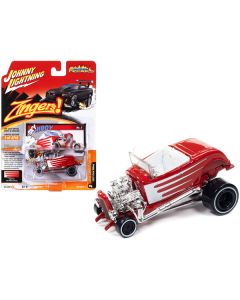 1932 Ford Hiboy "Sky Hiboy" Bright Red with White Graphics "Zingers!" Limited Edition to 4716 pieces Worldwide "Street Freaks" Series 1/64 Diecast Model Car by Johnny Lightning