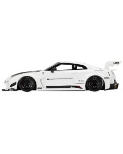 Nissan 35GT-RR Ver. 2 LB-Silhouette Works GT RHD (Right Hand Drive) White with Black Hood and Top 1/18 Model Car by Top Speed