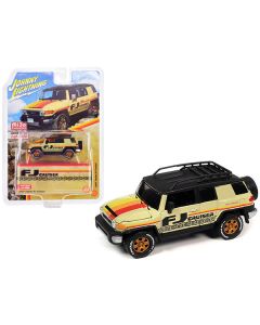 2007 Toyota FJ Cruiser Beige with Stripes and Black Top with Roofrack Limited Edition to 4800 pieces Worldwide 1/64 Diecast Model Car by Johnny Lightning