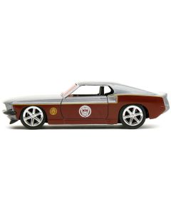 1969 Ford Mustang Silver Metallic and Dark Red and Star Lord Diecast Figure "Marvel Guardians of the Galaxy" "Hollywood Rides" Series 1/32 Diecast Model Car by Jada