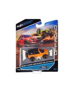 2021 Ford Bronco Wildtrak Orange Metallic with Black Top "Off-Road" "Maisto Design" Series 1/64 Diecast Model Car by Maisto