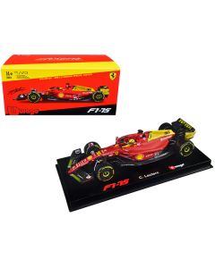 Ferrari F1-75 #16 Charles Leclerc "Giallo Modena" 2nd Place Formula One F1 Italian GP (2022) "Formula Racing" Series with Display Case 1/43 Diecast Model Car by Bburago