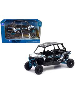 Polaris RZR XP 4 Turbo EPS Sport UTV Matt White Lightning with Graphics and Black Top 1/18 Diecast Model by New Ray