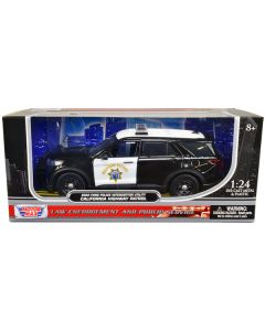 2022 Ford Police Interceptor Utility "California Highway Patrol" Black and White 1/24 Diecast Model Car by Motormax