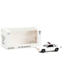 1987-1993 Ford Mustang SSP White Police Car with Light Bar "Hot Pursuit" "Hobby Exclusive" Series 1/64 Diecast Model Car by Greenlight