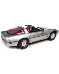 1986 Chevrolet Corvette Convertible Silver Metallic with Pink Interior "Barbie" "Silver Screen Machines" 1/18 Diecast Model Car by Auto World