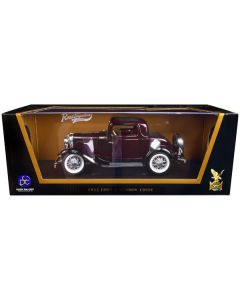 1932 Ford 3-Window Coupe Burgundy with Black Top 1/18 Diecast Model Car by Road Signature