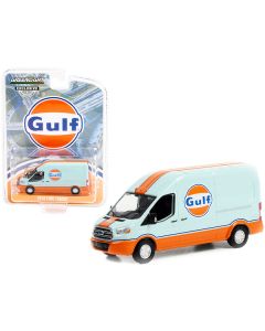 2019 Ford Transit LWB High Roof Van "Gulf Oil" Light Blue and Orange "Hobby Exclusive" 1/64 Diecast Model Car by Greenlight