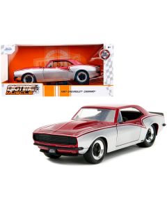 1967 Chevrolet Camaro Candy Red and Silver Metallic "Bigtime Muscle" Series 1/24 Diecast Model Car by Jada