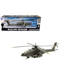 Boeing AH-64 Apache Attack Helicopter Olive Drab "United States Army" "Military Mission" Series 1/55 Diecast Model by New Ray