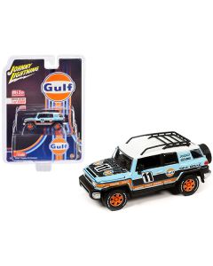 2007 Toyota FJ Cruiser #11 Light Blue "Gulf Oil" with Roofrack Limited Edition to 6000 pieces Worldwide 1/64 Diecast Model Car by Johnny Lightning