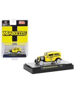 1932 Ford Roadster Tudor Sedan Yellow with Black Stripes "Mooneyes" Limited Edition to 3300 pieces Worldwide 1/64 Diecast Model Car by M2 Machines