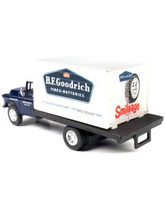 1957 Chevrolet Box Truck Dark Blue with White Top "BFGoodrich" 1/87 (HO) Scale Model by Classic Metal Works