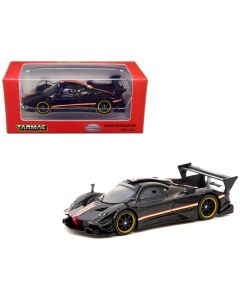 Pagani Zonda Revolucion Nero Oro Black Metallic with Stripes "Global64" Series 1/64 Diecast Model Car by Tarmac Works