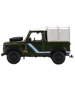 Land Rover Defender 90 Pickup Truck Bronze Green with White Top and Silver Camper Shell Limited Edition to 1200 pieces Worldwide 1/64 Diecast Model Car by Mini GT