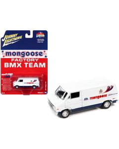 1977 Dodge Van White with Graphics "Mongoose Factory BMX Team" "Pop Culture" 2023 Release 2 1/64 Diecast Model Car by Johnny Lightning