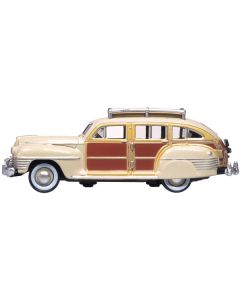 1942 Chrysler Town & Country Woody Wagon Catalina Tan with Wood Panels and Roof Rack 1/87 (HO) Scale Diecast Model Car by Oxford Diecast