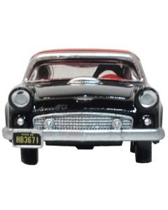 1956 Ford Thunderbird Raven Black with Fiesta Red Top 1/87 (HO) Scale Diecast Model Car by Oxford Diecast