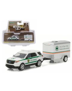 2015 Ford Explorer New York City Department of Parks and Recreation & Small Cargo Trailer Hitch & Tow Series 7 1/64 Diecast Car Model by Greenlight