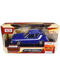 1974 AMC Gremlin X Blue with White Stripes and Roof Rack "Forgotten Classics" Series 1/24 Diecast Model Car by Motormax