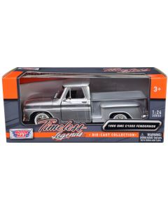 1966 GMC C1000 Fenderside Pickup Truck Silver Metallic "Timeless Legends" Series 1/24 Diecast Model Car by Motormax