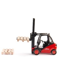 Linde Forklift Truck Red with 2 Pallet Accessories 1/50 Diecast Model by Siku