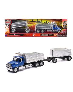 Freightliner 114SD Dump Truck with Twin Dump Body Blue "Long Haul Trucker" Series 1/32 Diecast Model by New Ray