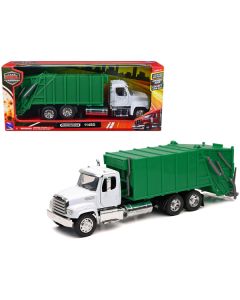 Freightliner 114SD Garbage Truck White and Green "Long Haul Trucker" Series 1/32 Diecast Model by New Ray