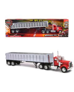 Kenworth W900 Frameless Dump Truck Red and Chrome "Long Haul Trucker" Series 1/32 Diecast Model by New Ray