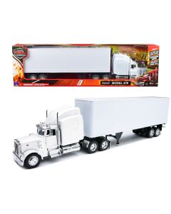 Peterbilt 379 Truck with Dry Goods Trailer White "Long Haul Trucker" Series 1/32 Diecast Model by New Ray