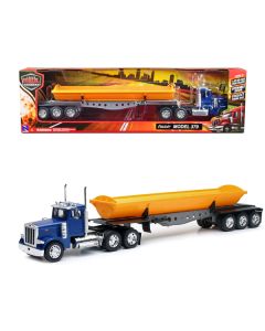 Peterbilt 379 Truck with Side Dump Blue and Yellow "Long Haul Truckers" Series 1/32 Diecast Model by New Ray