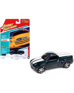 2005 Chevrolet SSR Pickup Truck Bermuda Blue Metallic with White Stripes "Classic Gold Collection" Series Limited Edition to 8476 pieces Worldwide 1/64 Diecast Model Car by Johnny Lightning