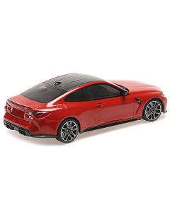 2020 BMW M4 Red Metallic with Carbon Top Limited Edition to 720 pieces Worldwide 1/18 Diecast Model Car by Minichamps