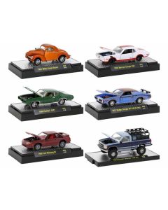 "Auto Meets" Set of 6 Cars IN DISPLAY CASES Release 69 Limited Edition 1/64 Diecast Model Cars by M2 Machines